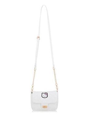 Vinyl Mini Crossbody Handbag with Logo Patch Adjustable Strap